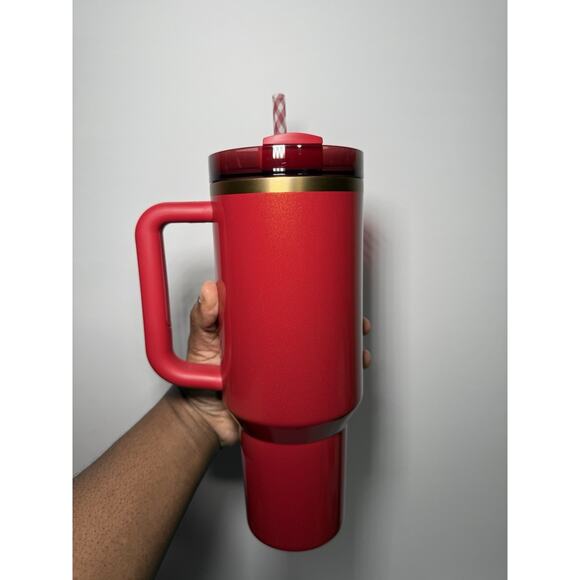 Stanley 2024 Holiday Exclusive SCARLET TINSEL 40oz Flowstate Tumbler BNWT BNIB - Picture 5 of 7